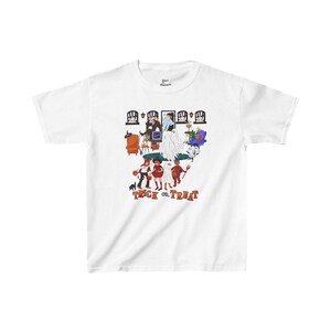 Dziecięca koszulka na Halloween, upiorna koszulka z motywem cukierka lub psikusa, przerażający kostium młodzieżowy, niesamowity świąteczny bawełniany T-shirt, impreza w nawiedzonym domu