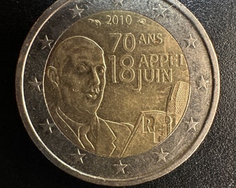 Francia 2 euros, 70º Aniversario - Llamamiento del General De Gaulle 2010 hecho a mano