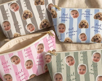 Personalized Photo Makeup Bag | Custom Face Cosmetic Pouch | Best Mom Ever Gift | Custom Grandma Present | New Mother Keepsake