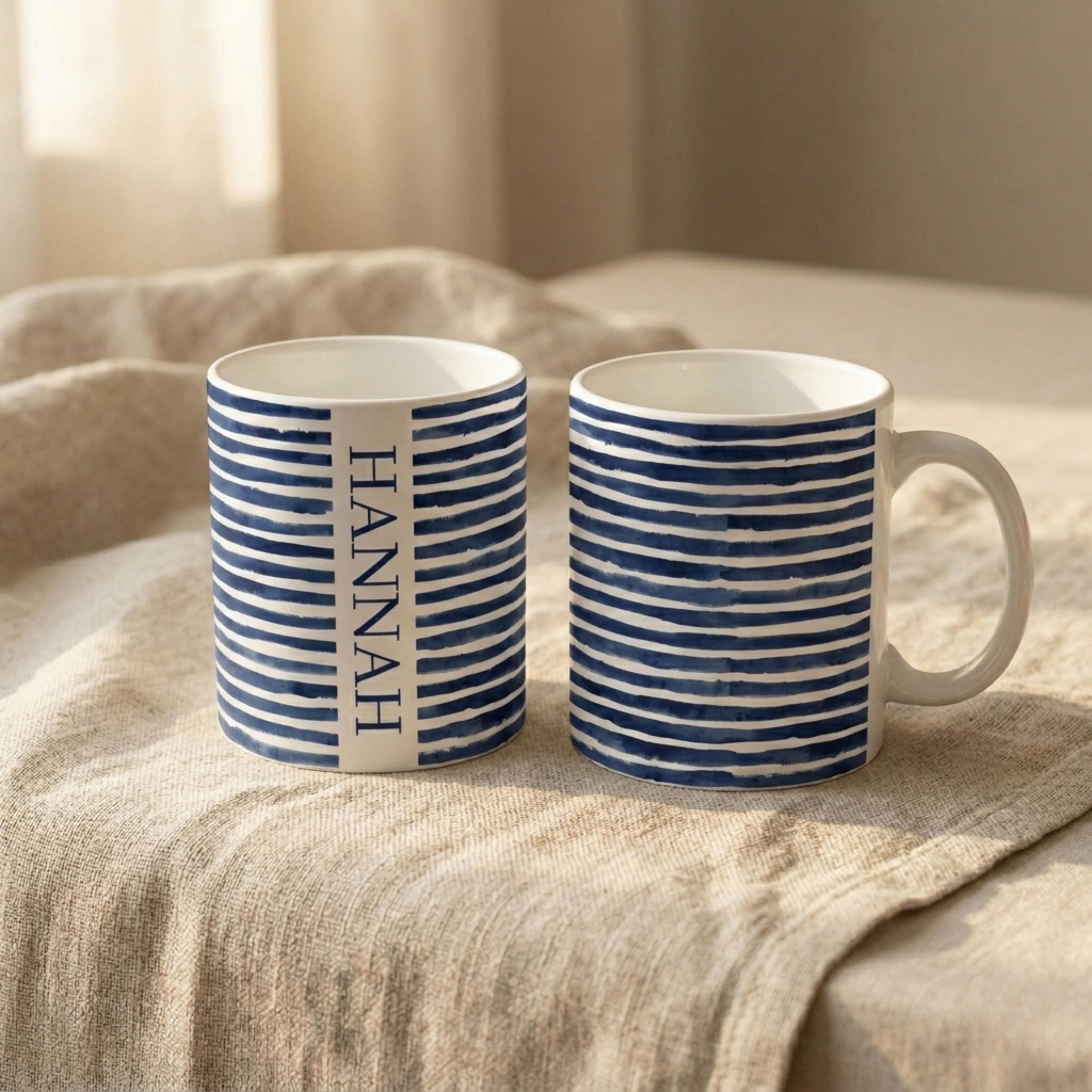 Blue striped mug - Etsy 日本