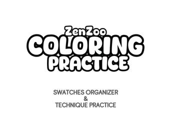 Coloring Practice Workbook for Adults–Marker Swatch Book with Swatch Circles, Color Combo Tester, Pattern Practice for Shading and Blending