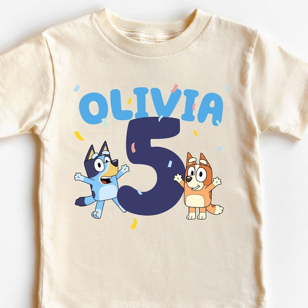 Personalized Bluey Birthday Shirt, Custom Bluey Birthday Shirt, Bluey and Bingo Shirt, Gift For Kids, Bluey Birthday Shirt, Bluey Gift