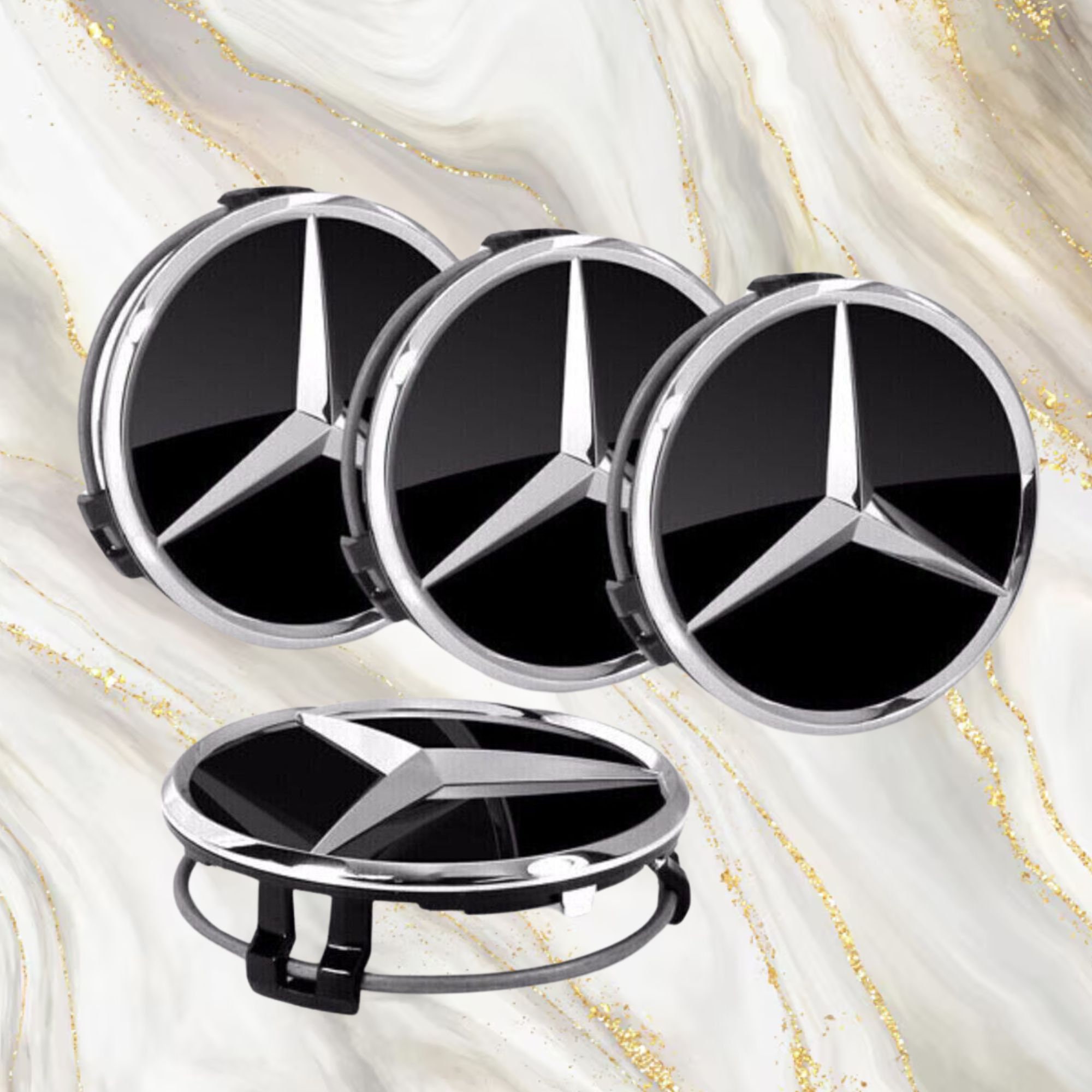 Set of 4 Mercedes benz 75mm Black Silver Wheel Center Hub Caps Cover Black Glossy Chtome Wheel Center Etsy