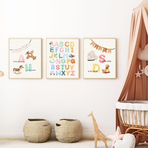Nursery decor - Nursery wall prints - Nursery wall art - Baby room decor - Baby room art - Boy nursery - Girl nursery - ABC poster