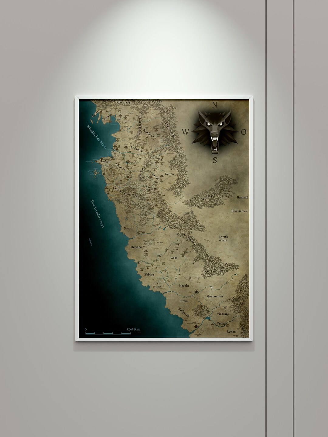 Witcher World Map Canvas, Witcher World Map Poster, Witcher World Map ...