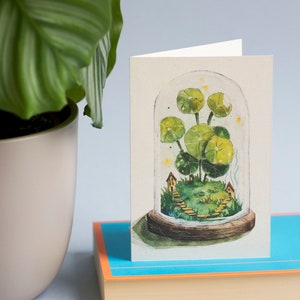 Cartão Pilea, coleção de plantas, cartões de felicitações, ilustração original, impressão de arte