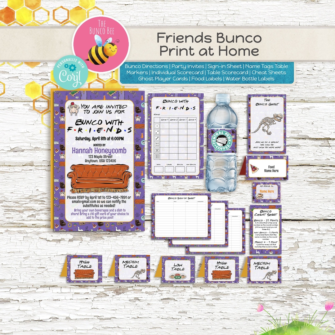 Friends Bunco Print at Home Digital Download Etsy Australia