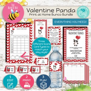 Paquete Bunco de San Valentín con un lindo panda - Descarga digital
