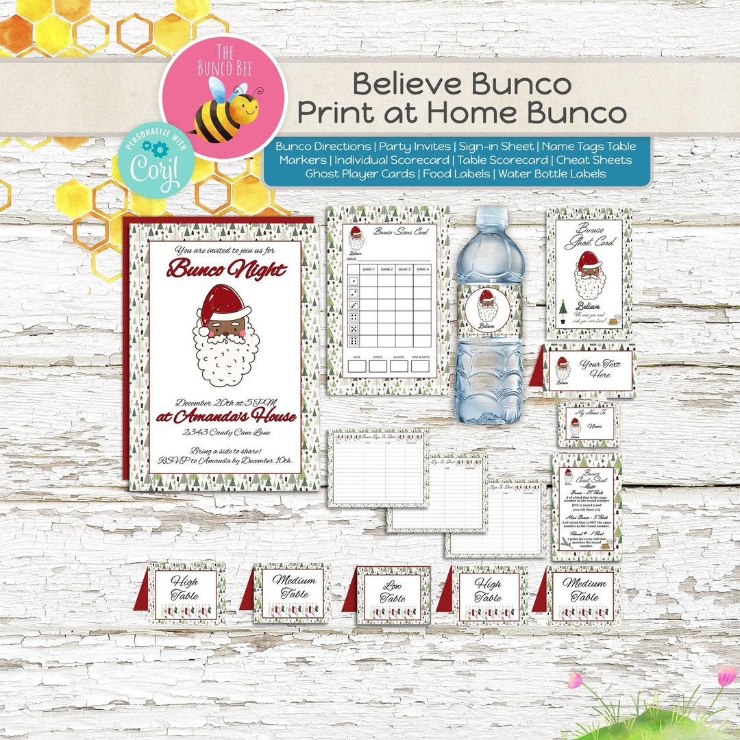 Christmas Bunco Printable: Believe in Santa Game Theme - Instant ...