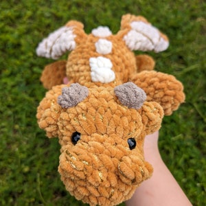 Amigurumi Golden Baby Dragon Plushie: Made-to-Order | Handmade Crochet Plush