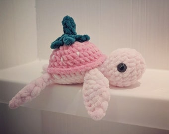 Amigurumi Strawberry/Blueberry Sea Turtle Plushie (Small): Made-to-Order | Handmade Crochet Animal