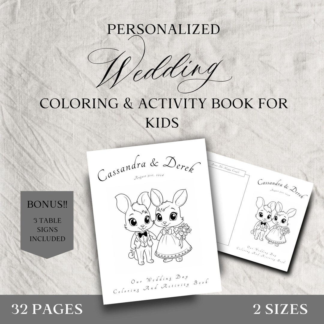 Personalized Wedding Coloring and Activity Book for Kids, Printable ...