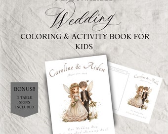 Personalized Wedding Coloring Book for Kids: 32 Page Activity Book (Digital Download)