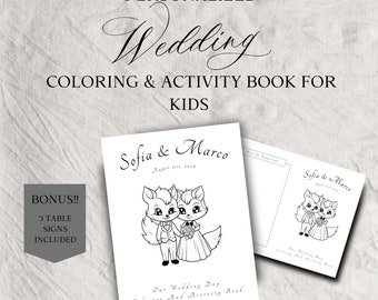 Personalized Wedding Coloring Book: Kids Activity Pack (Digital Download)
