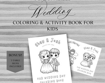 Personalized Kids Wedding Coloring Book: Reception Activity (Digital Download)