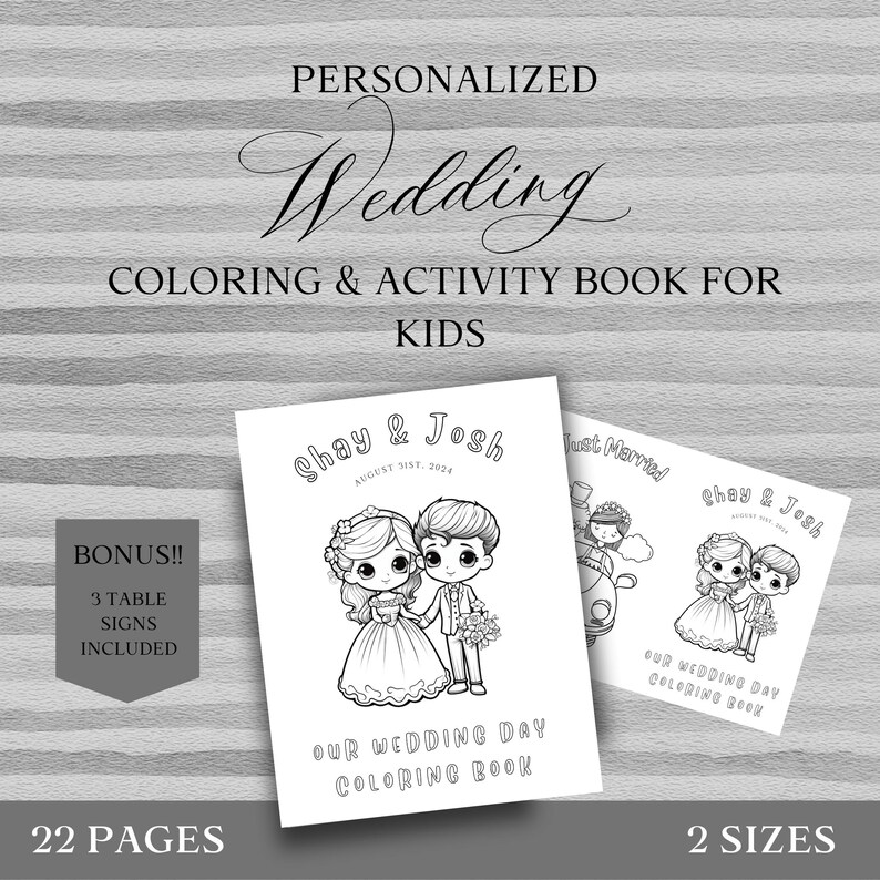 Personalized Kids Wedding Coloring Book: Reception Activity (digital ...