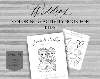Personalized Wedding Coloring Book: Kids Activity Pages (Digital Download)