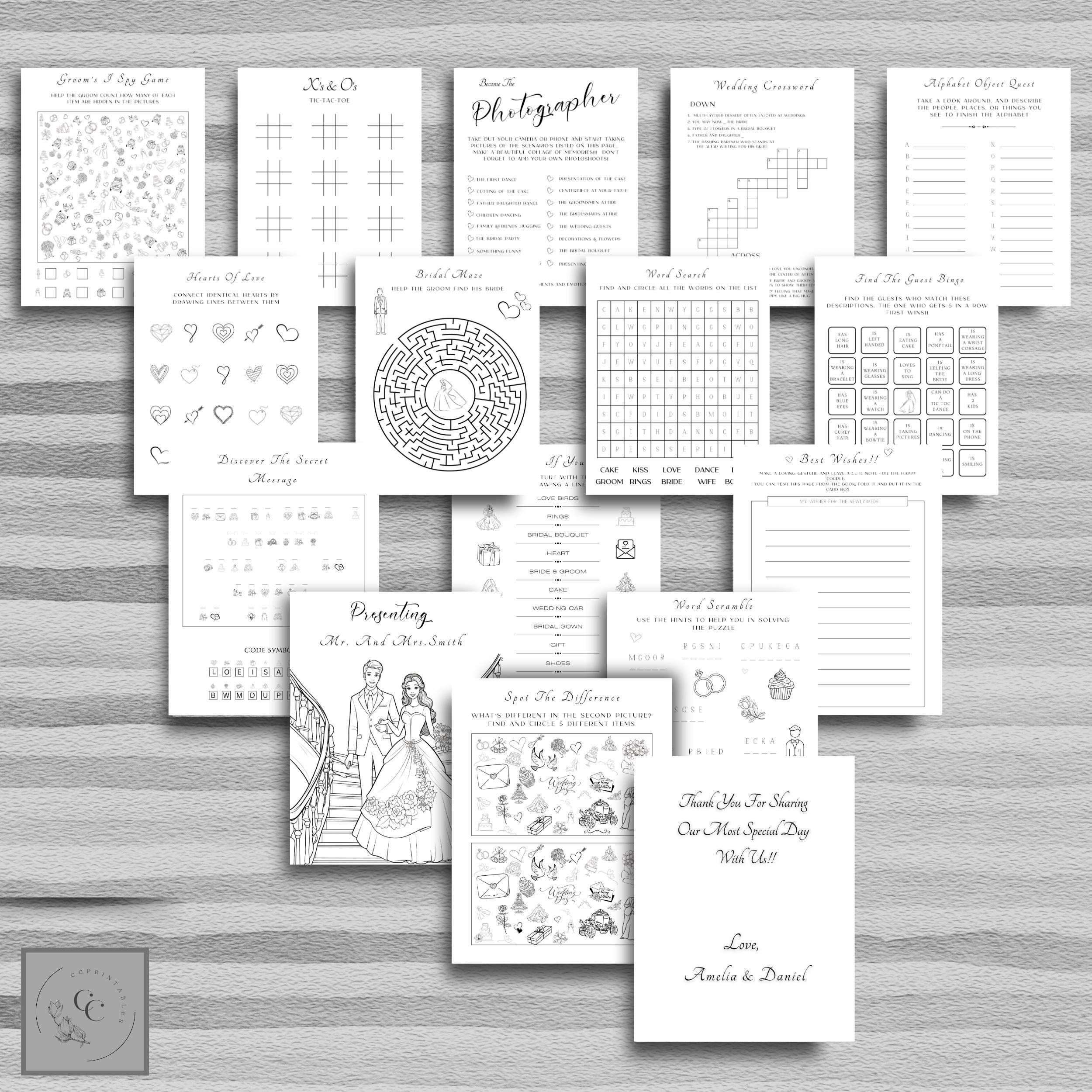 Personalized Wedding Coloring Pages, Kids Activity Kits for Wedding, Reception Activity Book for ...