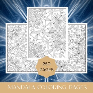 250 Mandala Coloring Pages: Anxiety Relief for Adults (Digital Download)