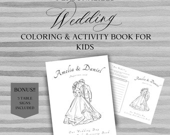 Personalized Wedding Activity Book for Kids: Coloring Pages (Digital Download)