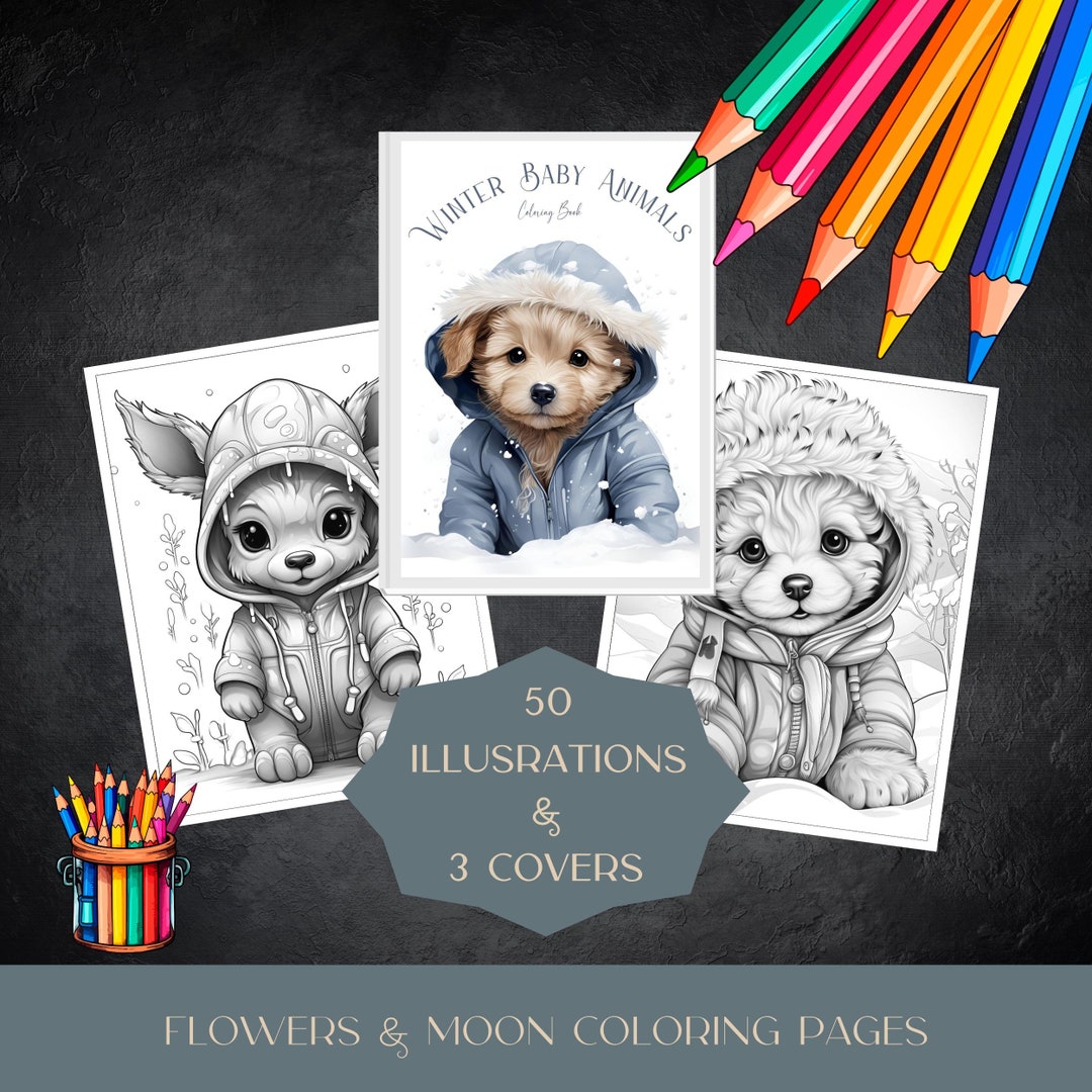 Winter Coloring Pages PDF, Printable Animal Coloring Book for Kids