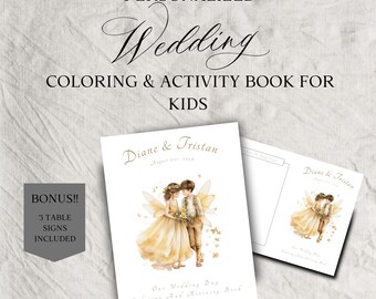 Wedding Coloring Book Personalized, Printable Wedding Coloring Pages For Kids, Reception Activity Pages For Children, Wedding Table Games