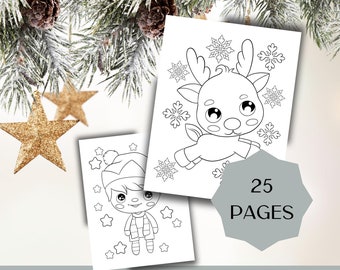 Toddler Christmas Coloring Pages: 25 Holiday Printables (Digital Download)