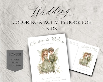 Personalized Kids Wedding Activity Book: 32 Pages, Table Signs (Digital Download)