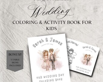 Personalized Wedding Coloring Book: Kids Activity Pages & Table Signs (Digital Download)