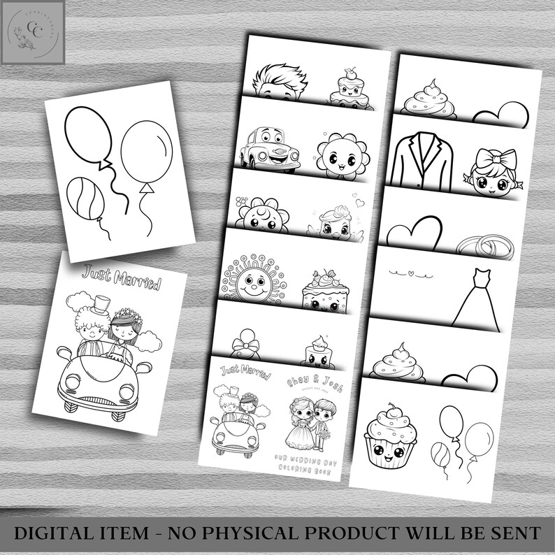 Personalized Kids Wedding Coloring Book: Reception Activity (digital ...
