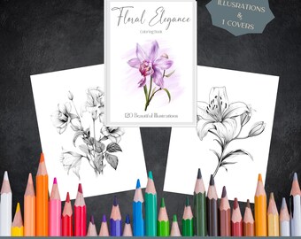 Floral Coloring Book For Adults: 120 Greyscale Flower Pages (PDF)
