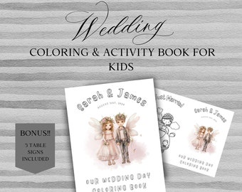 Personalized Wedding Coloring Book for Kids: Activity Pages & Table Signs (Digital Download)