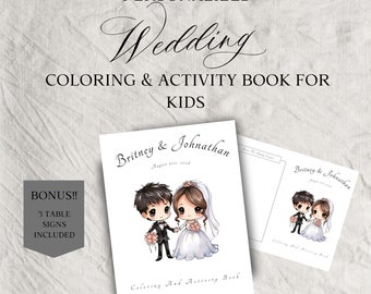 Personalized Chibi Wedding Activity Book for Kids (Printable)