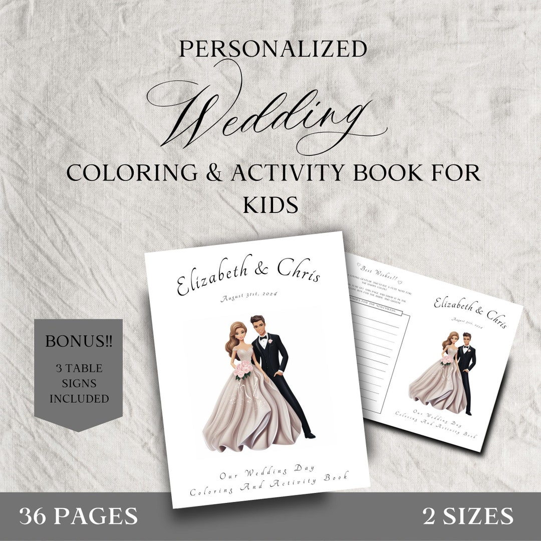 Personalized Wedding Coloring Book for Kids, Wedding Table Games