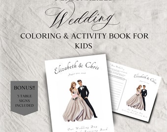 Personalized Wedding Coloring Book: Kids' Activity & Games (Digital Download)
