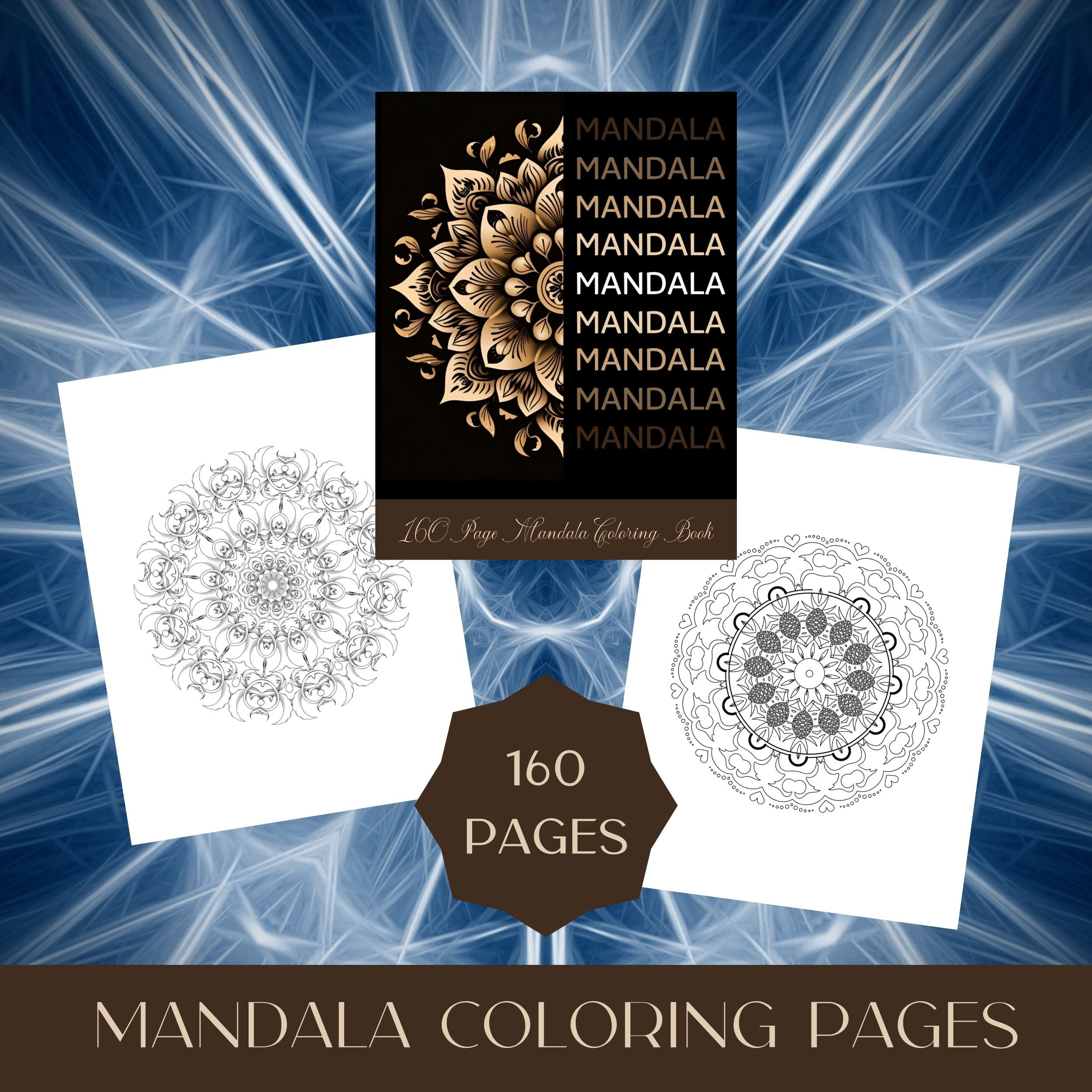 160 Page Printable Mandala Coloring Pages, Anxiety Relief Coloring Book ...