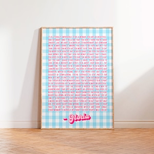 Gloria&#39;s Monologue DIGITAL DOWNLOAD, Typography Wall Art Print, Feminist Inspired Print, Barbie Movie Speech Quote, A5 A4 A3 Print