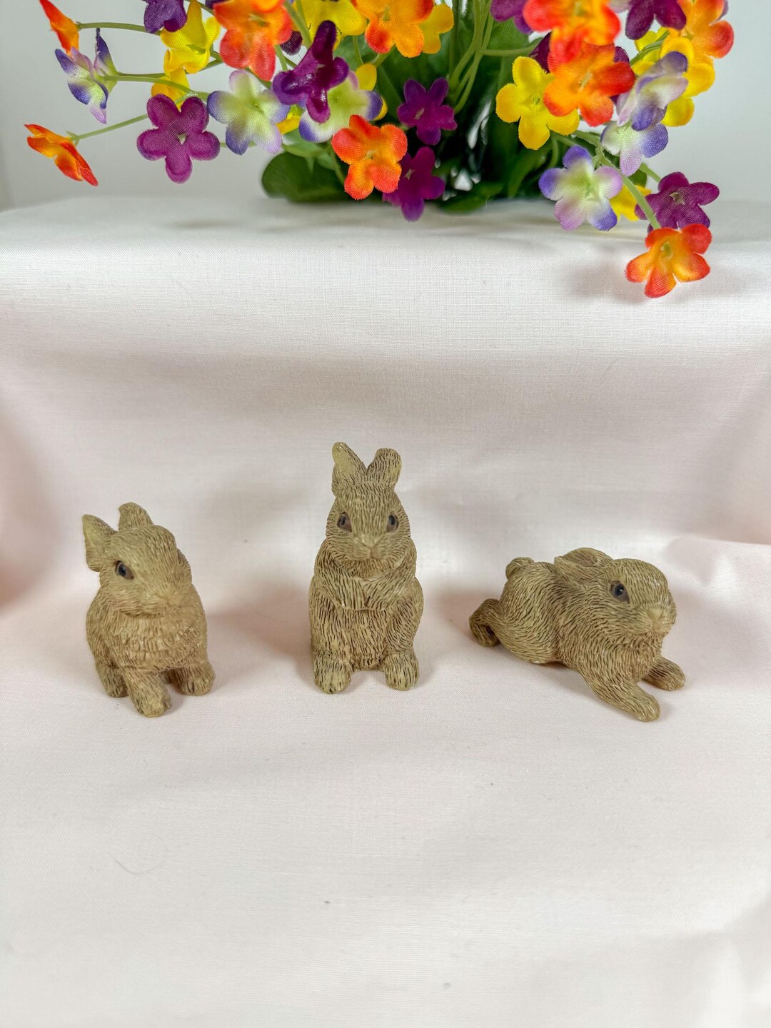 Set of 3 Stone Lifelike Bunny Rabbits, Perfect for Easter And/or Spring ...