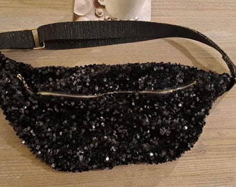 Last pieces! Sequined fanny pack, lined, adjustable strap