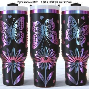 Butterfly 40 oz Laser Tumbler Wrap SVG, PNG 317mm x 237 mm,Vector Silhouettes, Instant Download, Laser SVG Design, Digital File