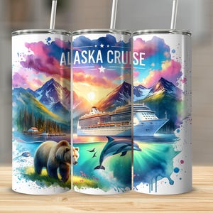 Alaska Cruise Tumbler Wrap 20 oz Sublimation Design, 20oz Skinny Tumbler Digital Download PNG, Alaskan Cruise Design
