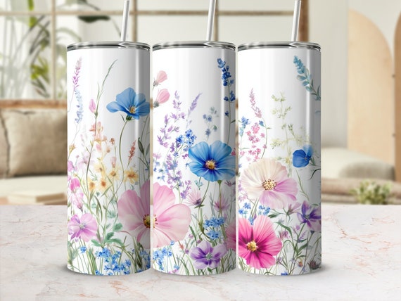 Wildflower Tumbler Wrap, 20 oz Tumbler PNG, Floral Digital Download, 2781x2394 px, Spring Flowers Design, 300dpi High Resolution