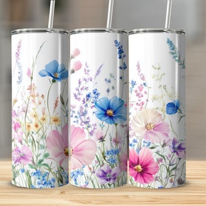 Wildflower Tumbler Wrap, 20 oz Tumbler PNG, Floral Digital Download, 2781x2394 px, Spring Flowers Design, 300dpi High Resolution image 2