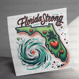 Florida sterke digitale kunst, PNG-bestand, 4000 x 4000, 300 dpi, uniek kaartontwerp van Florida, levendige staat Artwork, digitale download voor woondecoratie
