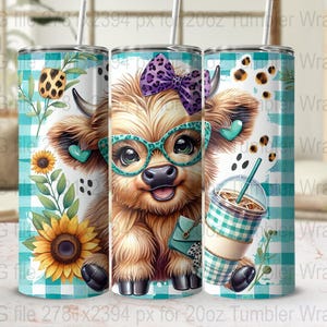 Adorable Baby Cow Digital Download 20oz Tumbler Wrap, Seamless, Cute Cow Art, High Resolution 300dpi, Perfect for Various Craft Projects