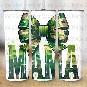 Mama Camo Coquette Bow 20 oz Tumbler Wrap, Old School Camo png, Girls Camo Bow Png, Retro Hunting Sublimation,Coquette Bow Png,CamoflaugePNG