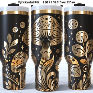 Mushrooms 40 oz Lazer Tumbler Wrap SVG, PNG 317mm x 237 mm, Vector Silhouettes, Instant Download, Mushroom Laser SVG Design, Digital File