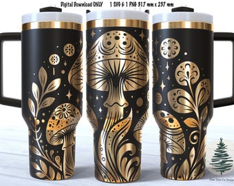 Pilze 40 oz Lazer Tumbler Wrap SVG, PNG 317 mm x 237 mm, Vektor-Silhouetten, Instant Download, Pilz Laser SVG Design, digitale Datei