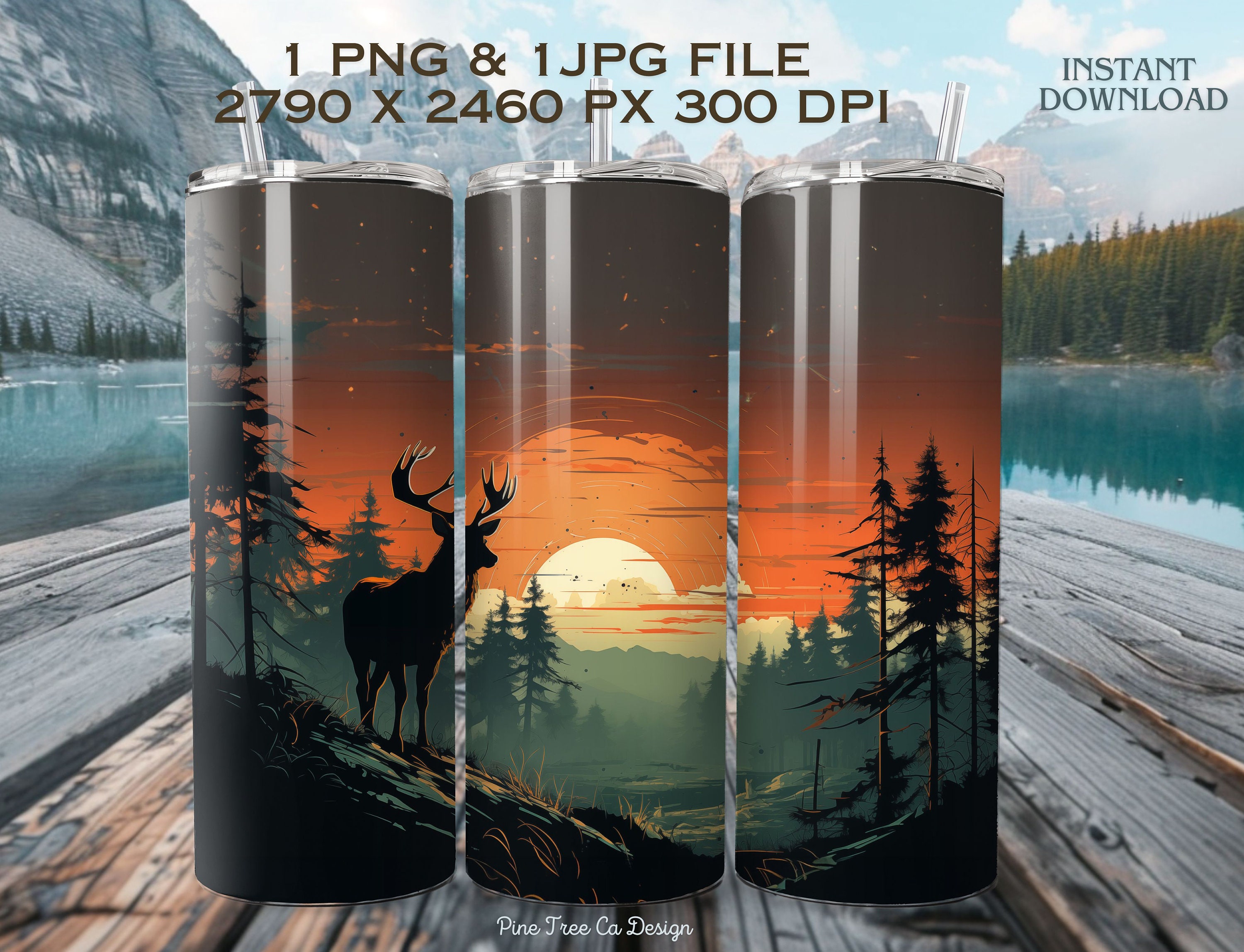 Dad 20oz Tumbler Wrap, Deer Hunting 20 Oz Tumbler Sublimation Design ...