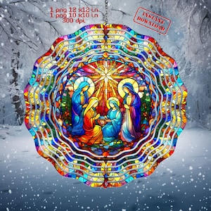Nativity Mandala Wind Spinner PNG,Wind Spinner Sublimation Design, Christmas Wind Spinner 10x10 in , 12x12 in Png, 300 dpi Instant Download